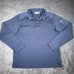 Fjallraven Kiruna Rugby Sweater Mens L Blue Long Sleeve Outdoor Polo Gorpcore